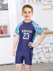 Boys Dinosaur Graphic T-shirt & Trunks Swimsuit Set for Summer