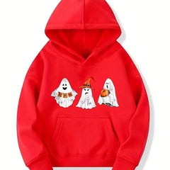 Ghost Pattern Hoodie for Girls Halloween Party Sweatshirt Top