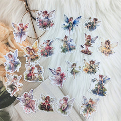 Retro Flower Fairy Elf Sticker Set for Scrapbooking