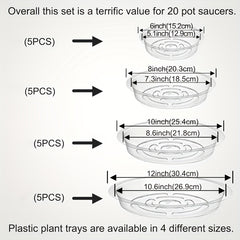 12pcs Clear Plastic Plant Saucer Drip Trays Small Plant Plate Dish