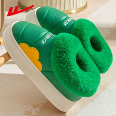 HUILI Men's Warm Fleece Casual Slippers Platform House Shoes Winter
