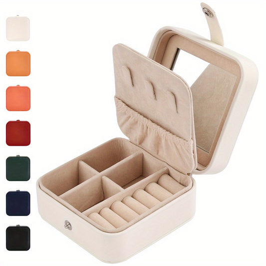 PU Jewelry Box Travel Portable Organizer Necklace Earring Storage Case