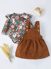 Girls Infant Puffy Suspender Dress & Romper Set