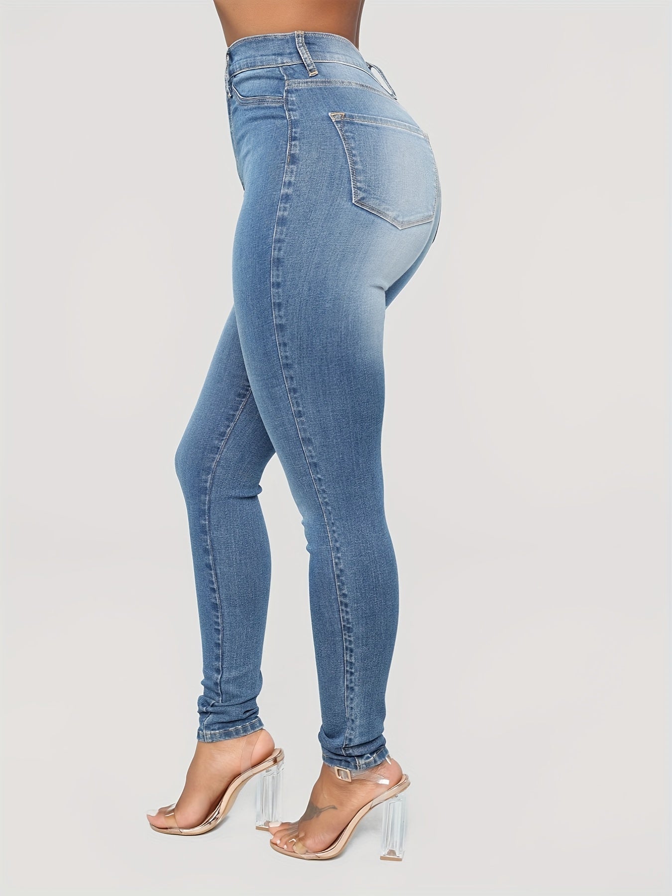 High Waist Skinny Jeans High Rise Slim Fit Denim Pants