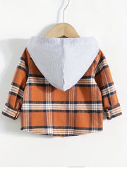 Baby Boy's Cotton Hooded Jacket Button Up Stretchy Coat