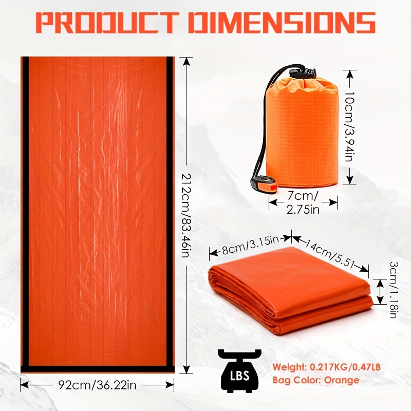 2pcs Emergency Sleeping Blankets with Survival Whistles