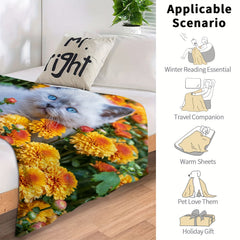 Cat Blanket Soft Lightweight Comfortable Blanket For Couch Bed Travel