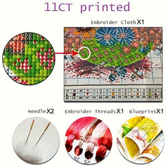 Rose Cross Embroidery Wall Decoration Material Pack