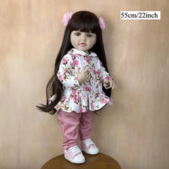22in Full Body Reborn Baby Girl Doll Classic Princess Dress Long Hair