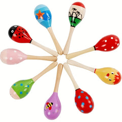5pcs Cartoon Print Maracas & Sand Hammer Musical Instrument Rattle Shaker Toy