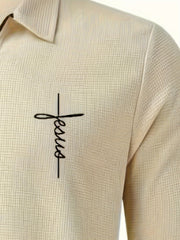 Men's Waffle Pattern Long Sleeve Shirt
