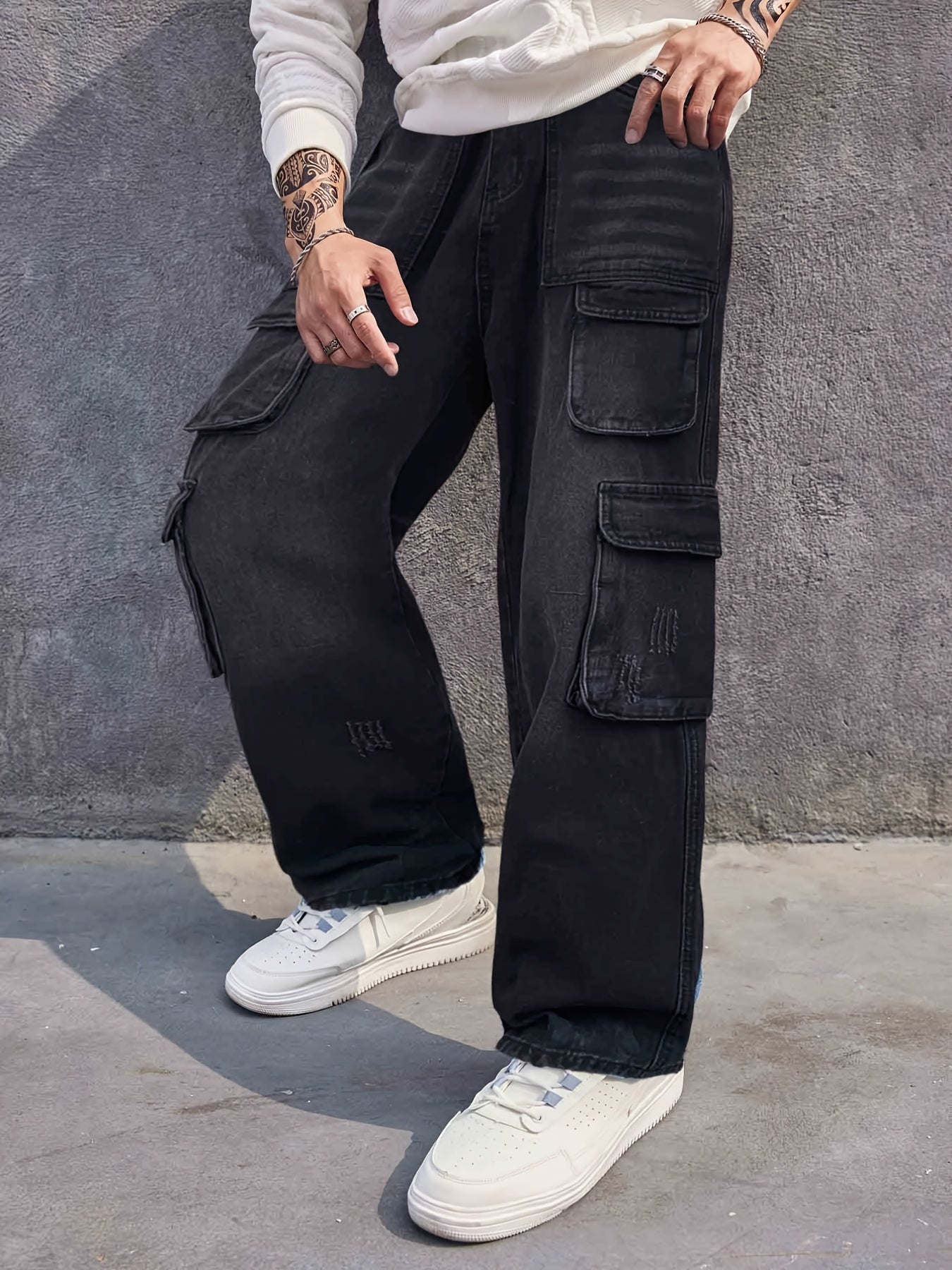 Men's Wide Leg Baggy Denim Pants Spring Summer