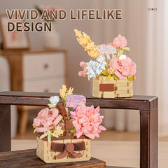 Eternal Flower Building Blocks Succulent & Rose Bouquet Arrangement Home Decor