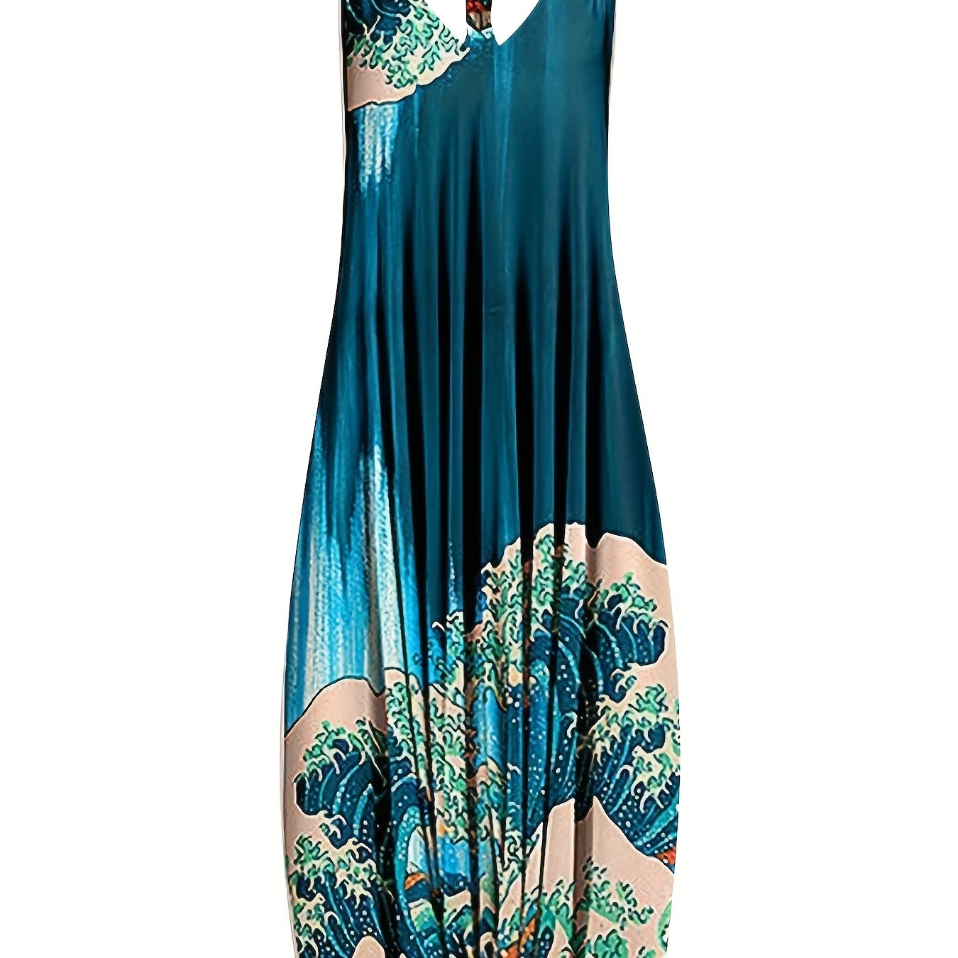 Graphic V Neck Harem Jumpsuit Spaghetti Strap Casual Wear