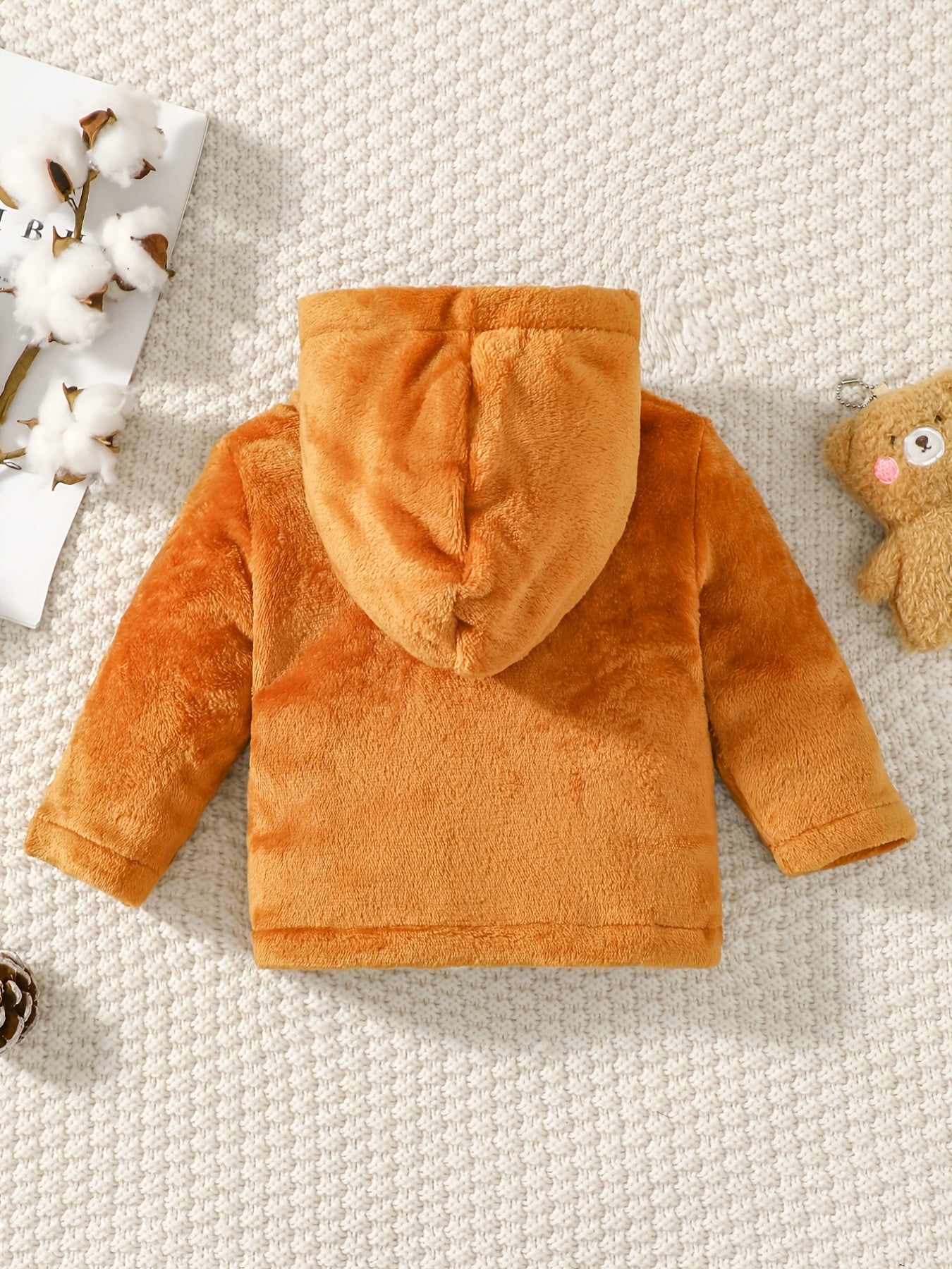 Baby Boys Bear Embroidered Fleece Jacket Hooded Winter Coat