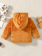 Baby Boys Bear Embroidered Fleece Jacket Hooded Winter Coat