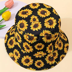 Sun Flower Fisherman Hat Printed Casual Bucket Hat Women Outdoor
