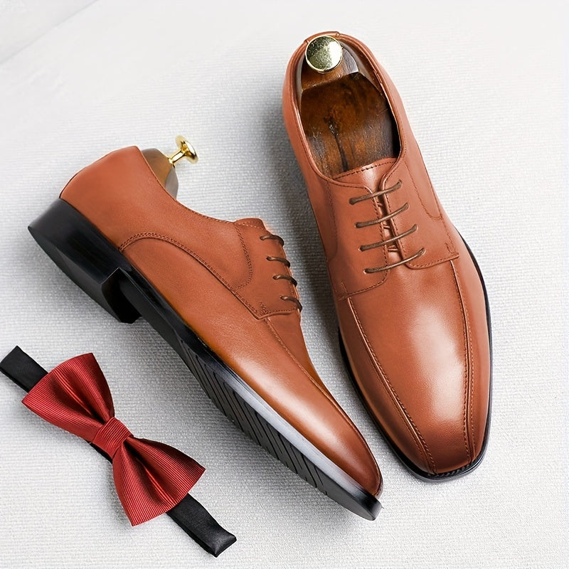 Men's British Style Square Toe Derby Shoes for Wedding Business