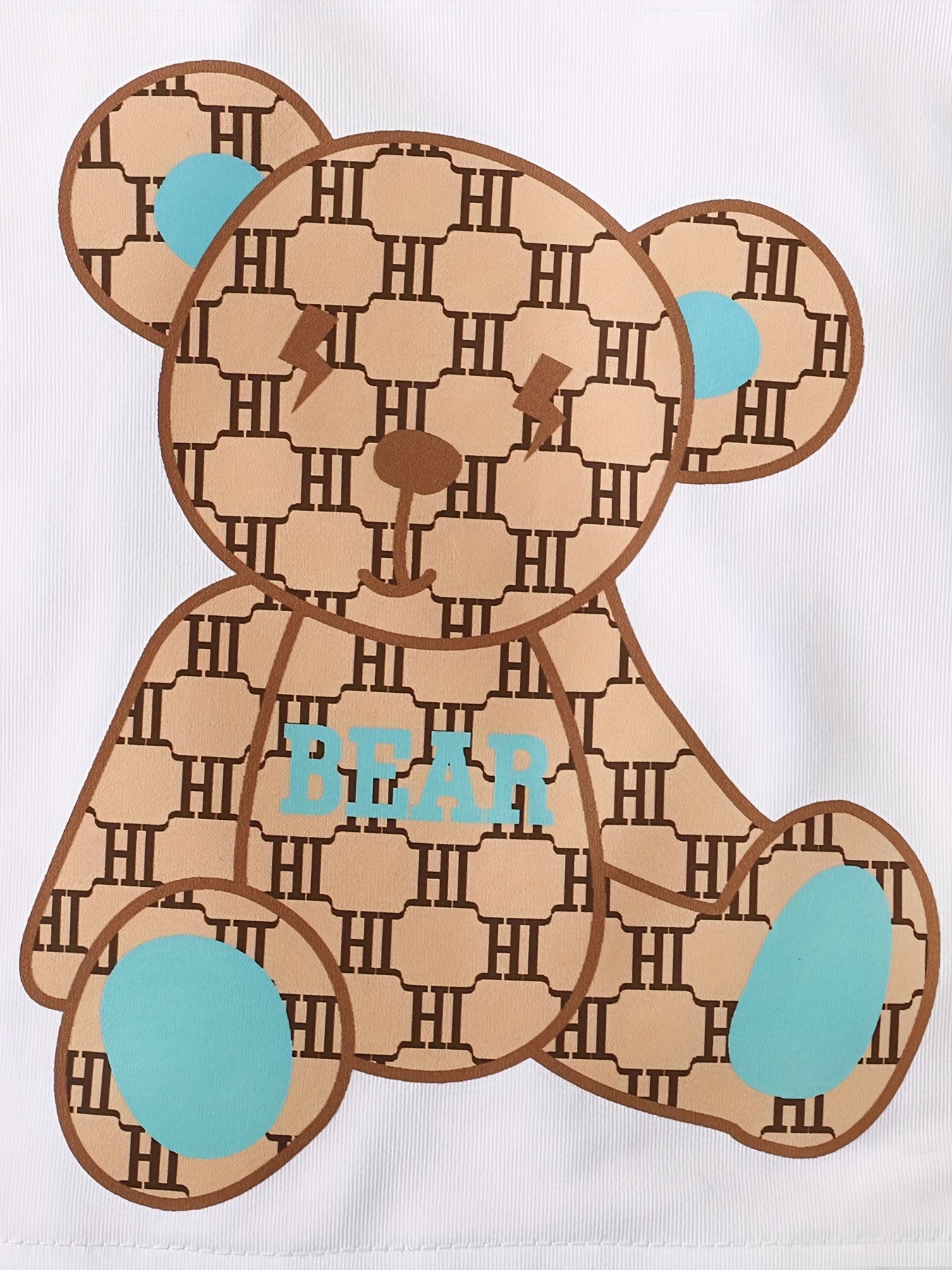 2pcs Baby Boy Bear Graphic Long-sleeved Plaid Trousers Set