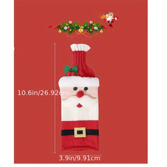 2pcs Santa Knitted Wine Bottle Cover Party Decor Holiday Supplies