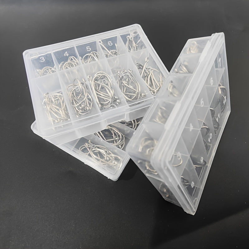100pcs Carp Fishing Hooks Carbon Steel Storage Box Barbed Secure Hooksets
