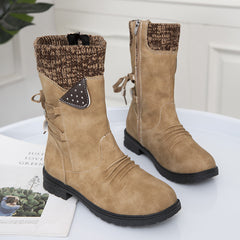 Women's Chunky Heeled Mid Calf Boots Western Cowboy Boots