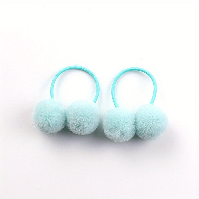 2pcs Ball Hair Ties Bands Headwear for Girls