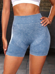 Tie Dye Ribbed Biker Shorts Seamless High Waist Yoga Sports Shorts