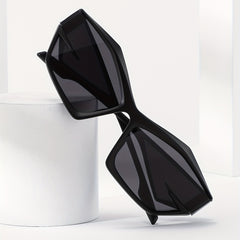 Vintage Polygon Square Sunglasses with Zipper Case