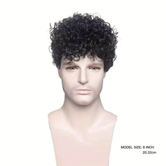 Cyberpunk Men's Short Curly Hair Wig Head Cover