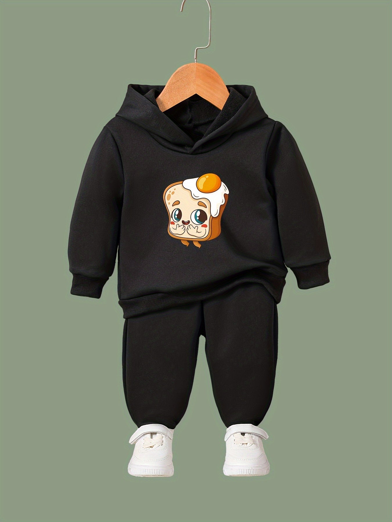 OERYUI Kids 2pcs Activewear Set Bread Print Hoodies Pants Spring Fall Sports