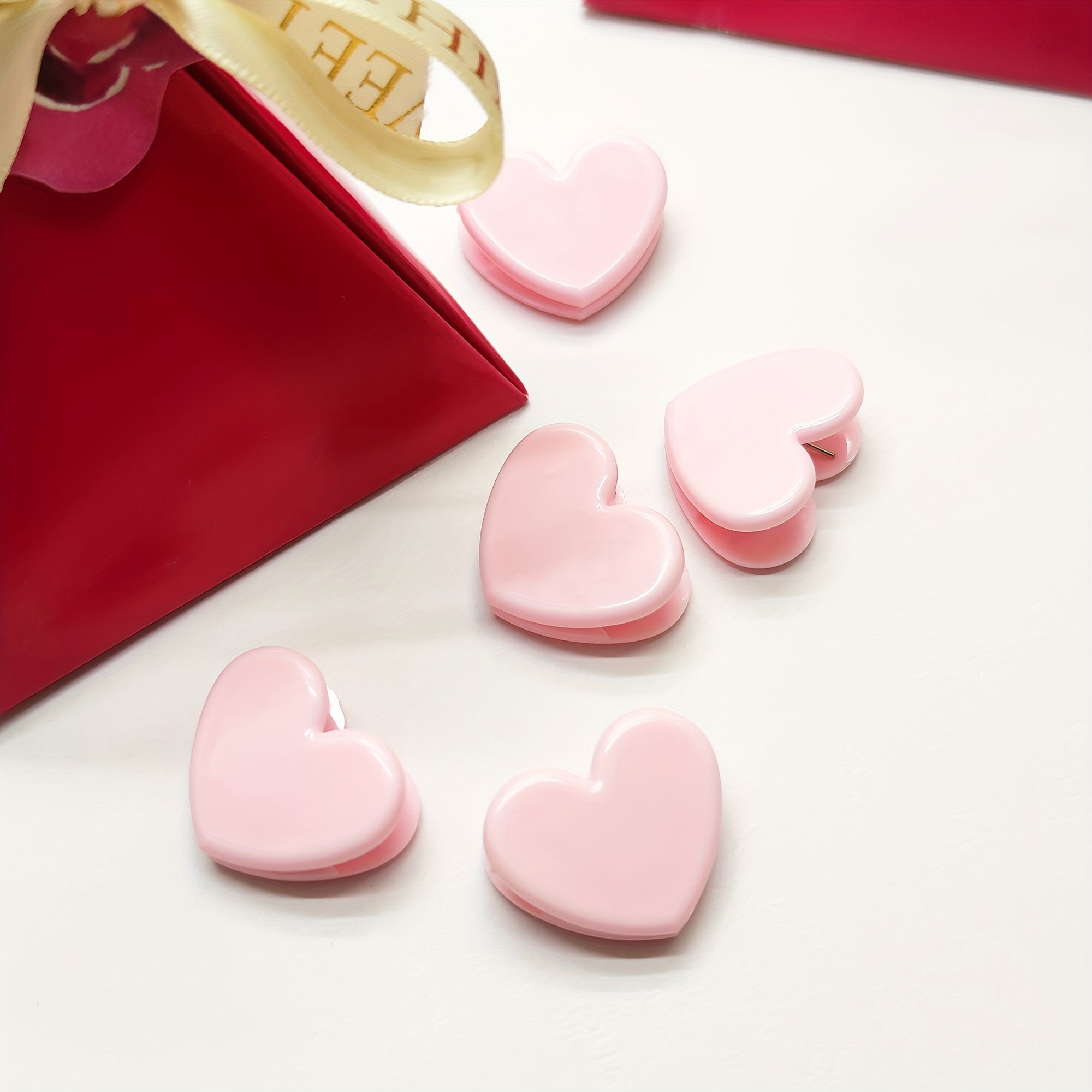 5pcs Pink Heart Clips & Mini Decorative Photo Clips