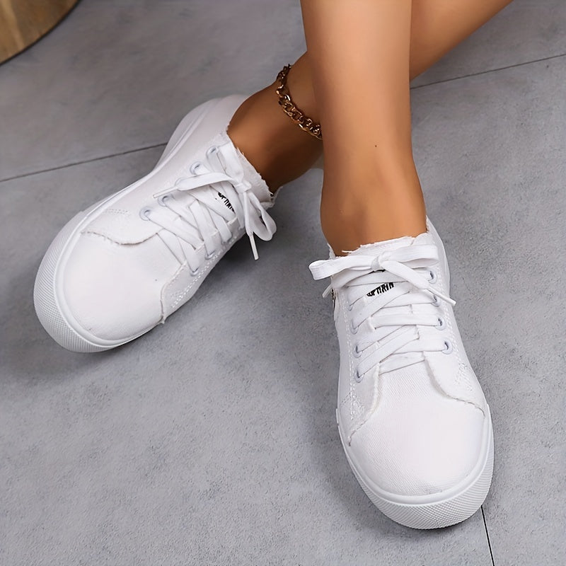 Women's Low Cut Canvas Shoes Lace Up Casual Sneakers Lightweight Comfortable