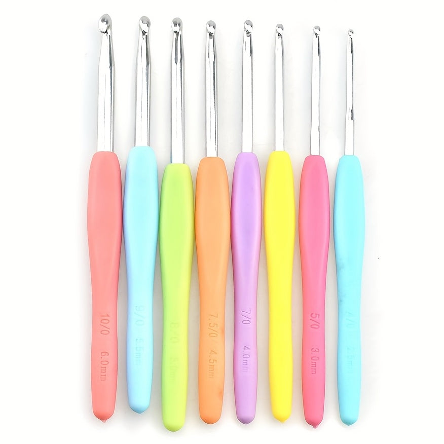 8pcs Crochet Hooks Set Ergonomic Handles Aluminum Hooks 2.5mm-6mm