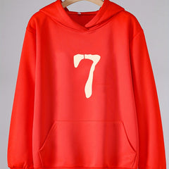 Girls Cartoon Number 7 Hooded Sweatshirt Comfy Pullover