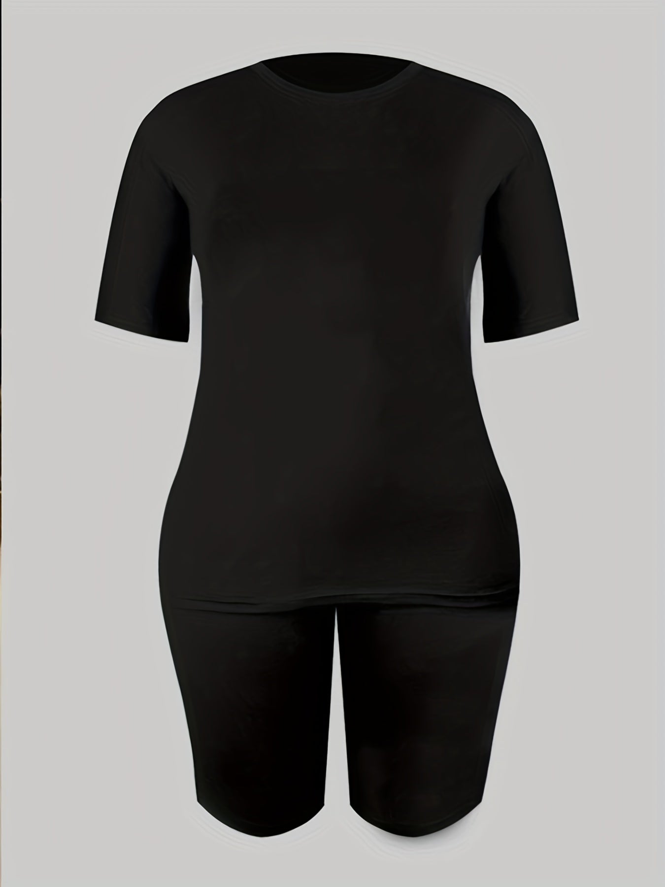 2pcs Casual Sports Suit Crew Neck Sports Tee & Shorts