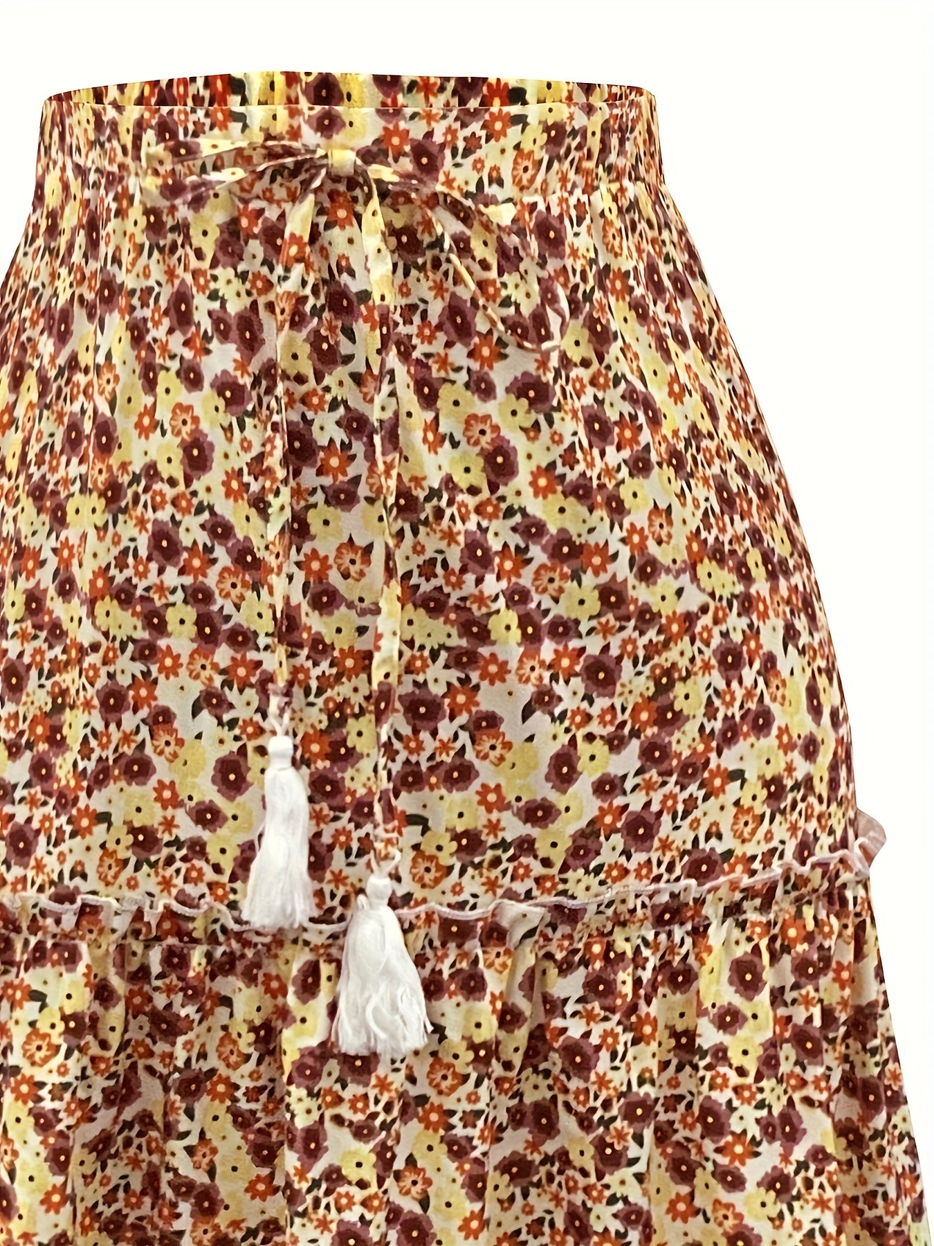 Boho Skirt Women's Plus Ditsy Floral Print Maxi Skirt