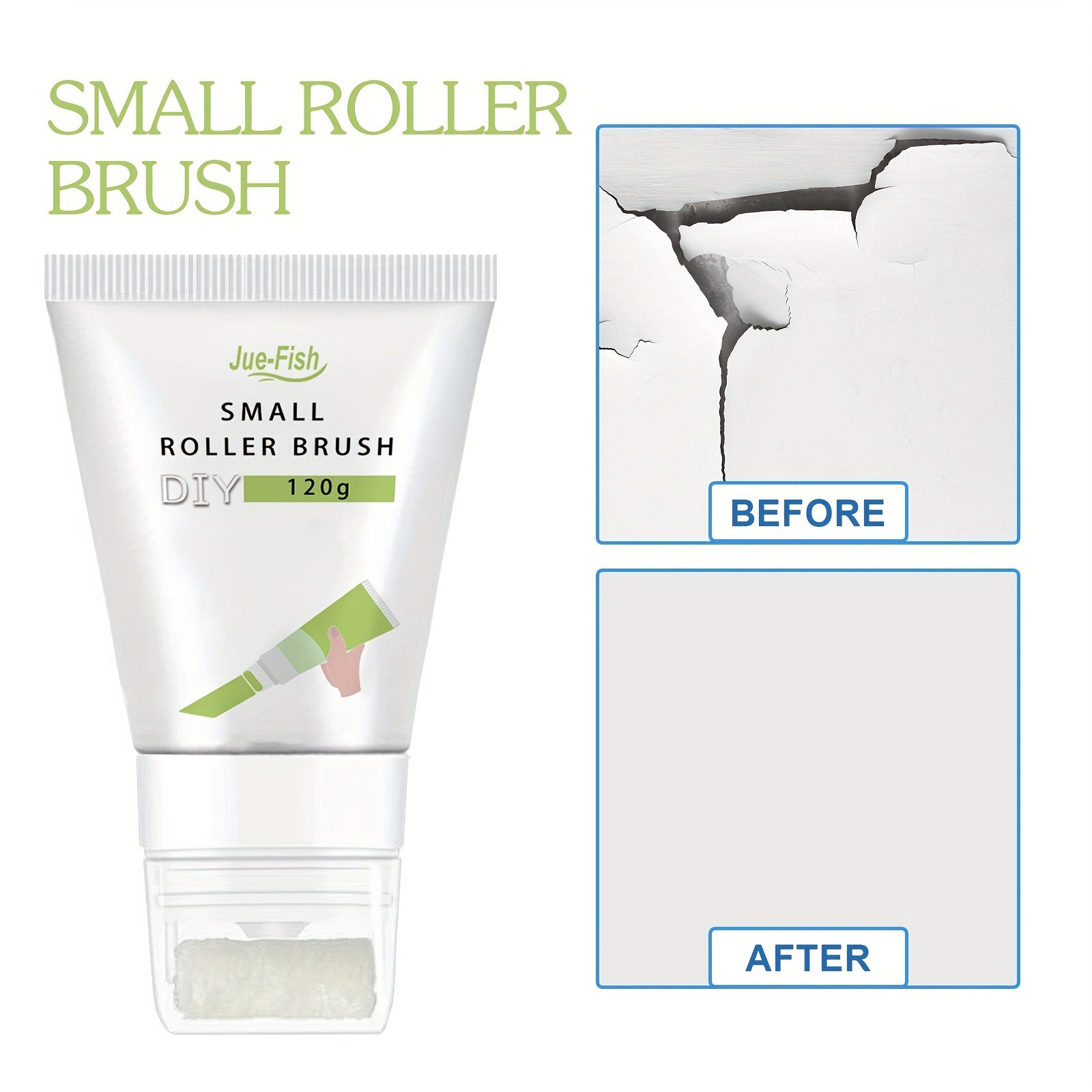 Small Rolling Brush Wall Repair Cream + Scraper - Quick Drying Patch
