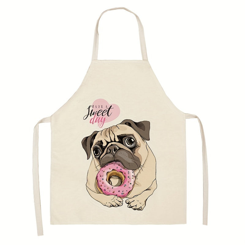 Cartoon Dog Print Apron for Cooking Adventures 25.98x21.65 Inches