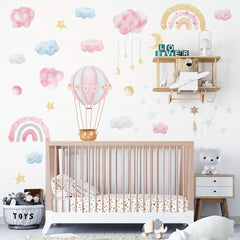 Astronaut Clouds Balloons Sky Wall Stickers