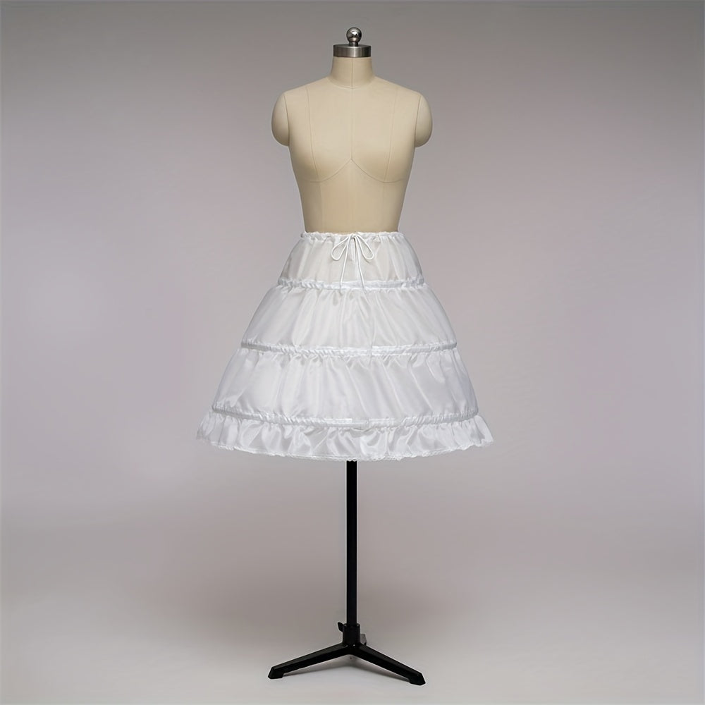 Kids Petticoat A Line 3 Hoops One Layer Lace Trim Dress Underskirt