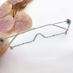 Rhinestone Metal Glasses Frame Holder Sparkling Photo Booth Props