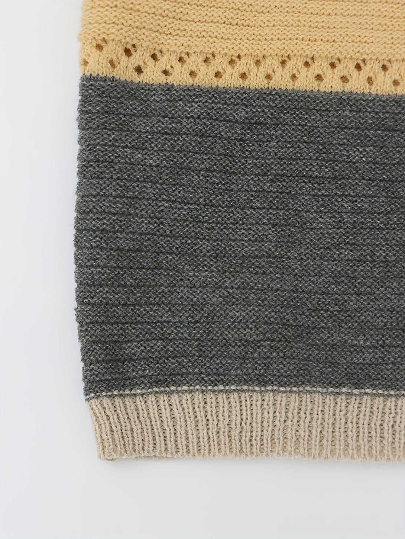 Colorblock Pointelle Long Sleeve Cardigan