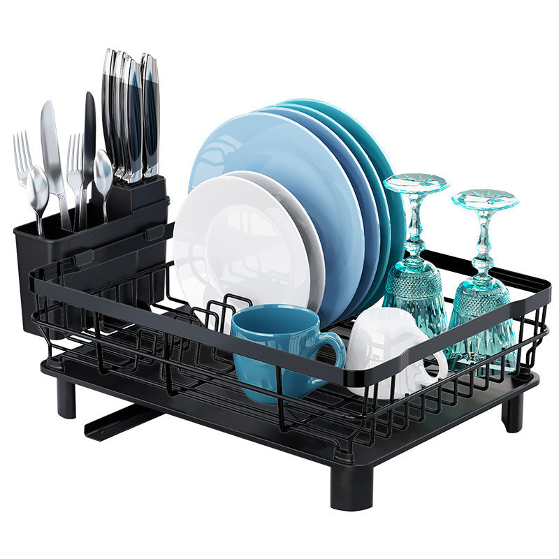 Kitchen Dish Drain Rack with Drainboard and Utensil Holder