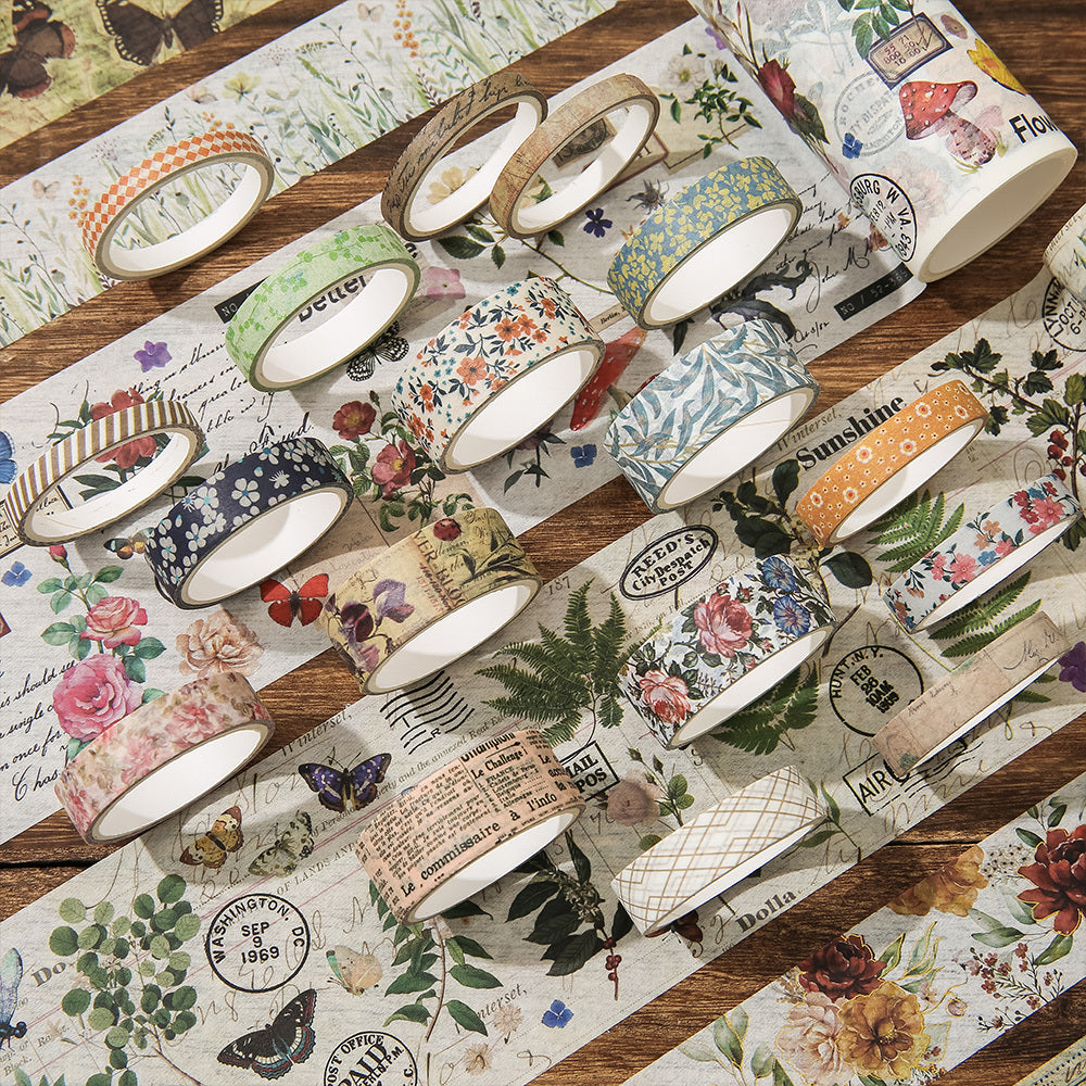 24pcs Plants Pattern Bronzing Washi Tapes Golden Foil Masking Tapes
