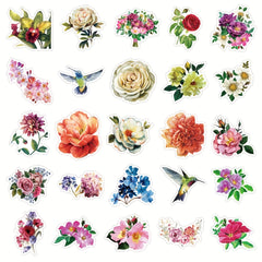 50pcs Flower Stickers Scrapbooking DIY Arts Crafts Journals