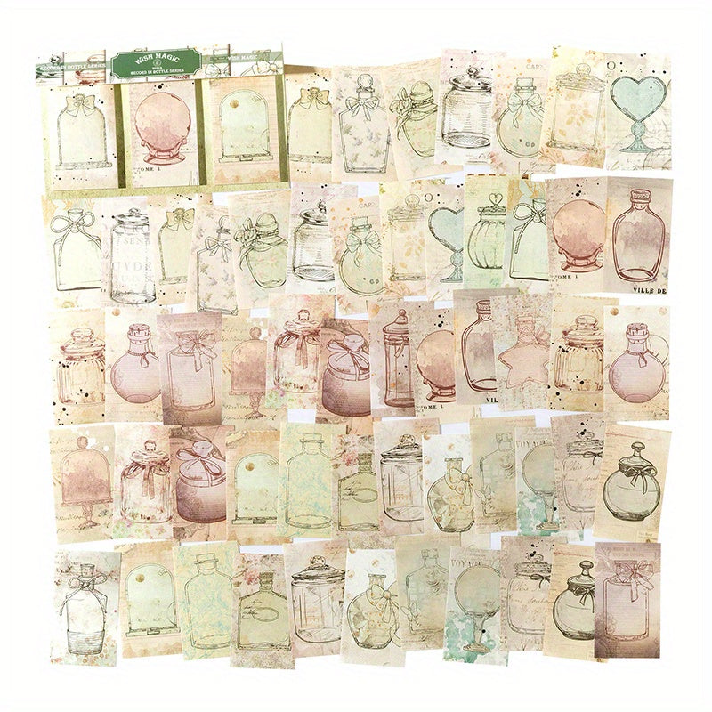 60pcs Retro Bottle Sticky Notes Notes In a Bottle Series DIY Decorative Collage