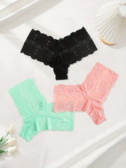 3 Pack Plus Size Sexy Lace High Waisted Briefs Set