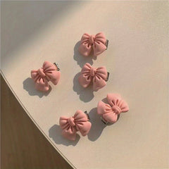 5pcs Pink Hair Clip Set Bow Camellia Peach Heart Edge Clip Hair Accessories