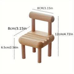 Wood Mini Chair Phone Holder Creative Desktop Ornament